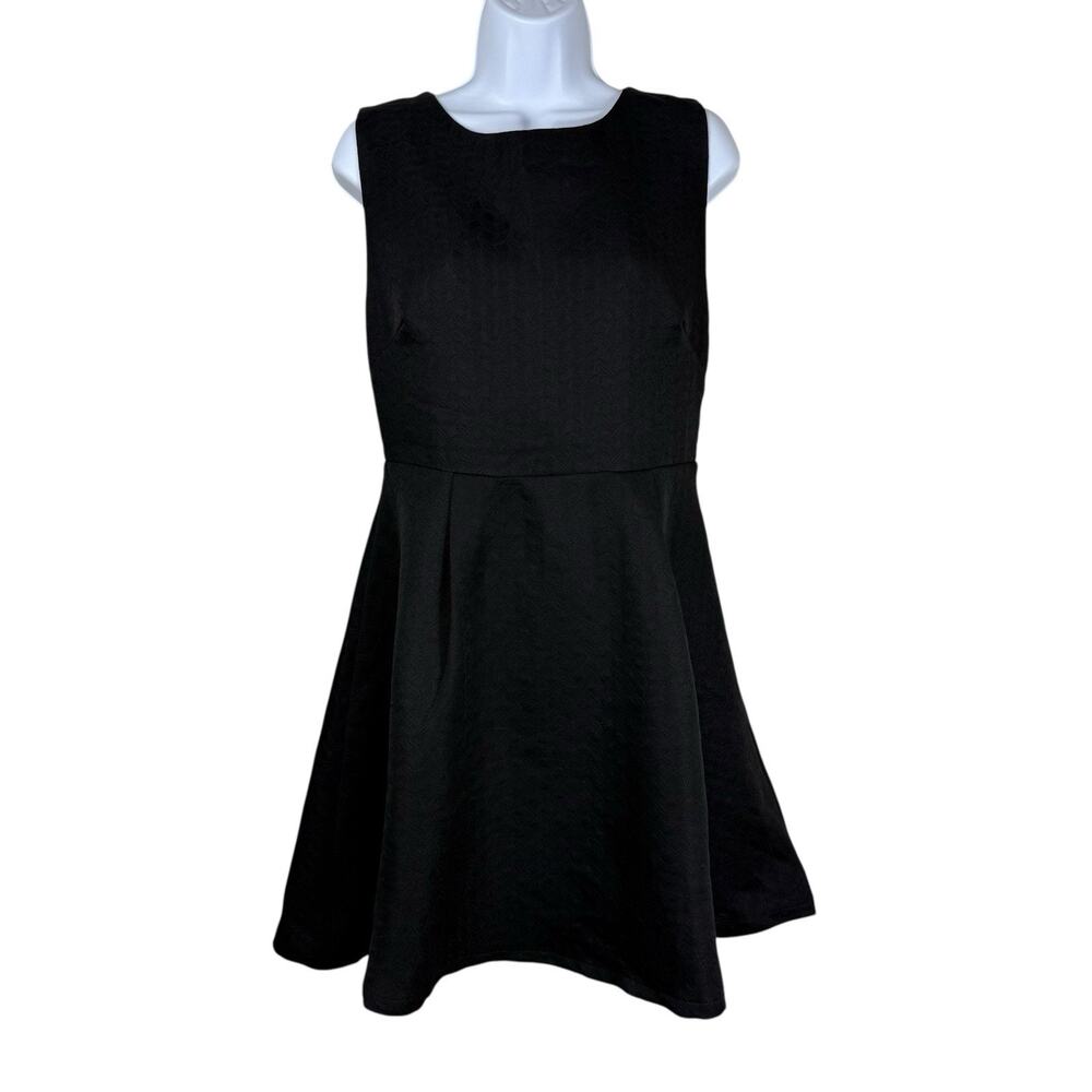 Anthropologie Dress Womens Large Black Bird Cage Open Back Mini Fit and Flare